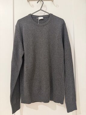 NWT ASKET Men's Classic Gray Cashmere Crewneck Sweater